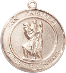[7022RDSPKT] 14kt Gold San Cristobal Medal