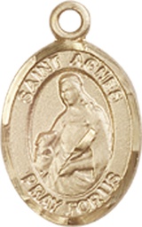 [9128KT] 14kt Gold Saint Agnes of Rome Medal