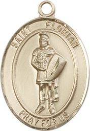 [7034KT] 14kt Gold Saint Florian Medal
