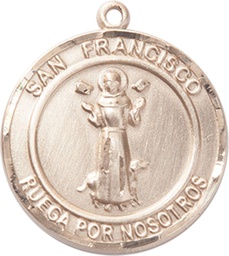 [7036RDSPKT] 14kt Gold San Francis of Assisi Medal