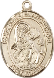 [7039KT] 14kt Gold Saint Gabriel the Archangel Medal