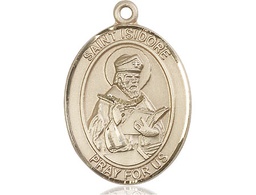 [7049KT] 14kt Gold Saint Isidore of Seville Medal