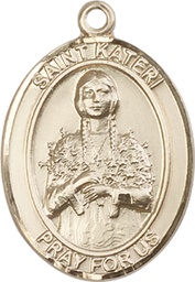 [7061KT] 14kt Gold Saint Kateri Tekakwitha Medal