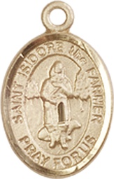 [9276KT] 14kt Gold Saint Isidore the Farmer Medal