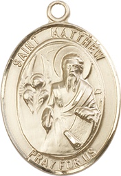 [7074KT] 14kt Gold Saint Matthew the Apostle Medal