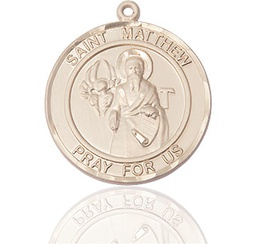 [7074RDKT] 14kt Gold Saint Matthew the Apostle Medal