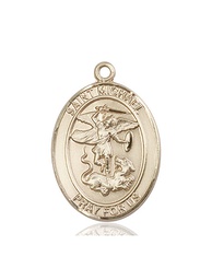 [7076KT] 14kt Gold Saint Michael the Archangel Medal