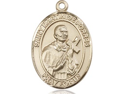 [7089KT] 14kt Gold Saint Martin de Porres Medal