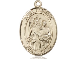 [7092KT] 14kt Gold Saint Raphael the Archangel Medal