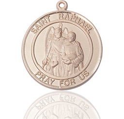 [7092RDKT] 14kt Gold Saint Raphael the Archangel Medal