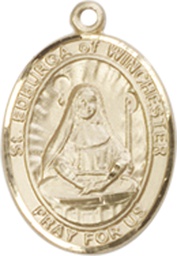 [9324KT] 14kt Gold Saint Edburga of Winchester Medal