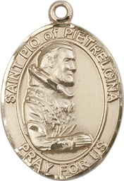 [7125KT] 14kt Gold Saint Pio of Pietrelcina Medal