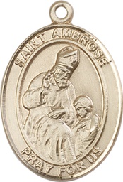 [7137KT] 14kt Gold Saint Ambrose Medal