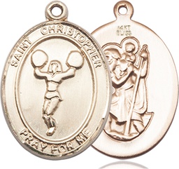 [7140KT] 14kt Gold Saint Christopher Cheerleading Medal