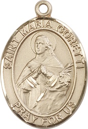 [7208KT] 14kt Gold Saint Maria Goretti Medal