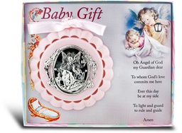 [HI-2706-03] Pink Guardian Angel Crib Medal