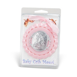 [HI-2708-03] Pink Crib Medal With Crucifix