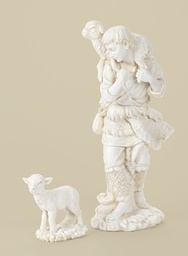 [RO-25045] 27&quot; Scale 2pc St 23.75&quot; Shepherd &amp; Lamb  Ivory