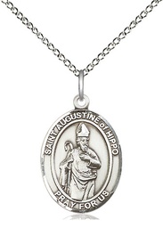 [8202SS/18SS] Sterling Silver Saint Augustine of Hippo Pendant on a 18 inch Sterling Silver Light Curb chain
