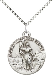 [0193SS/18SS] Sterling Silver Saint Joan of Arc Pendant on a 18 inch Sterling Silver Light Curb chain