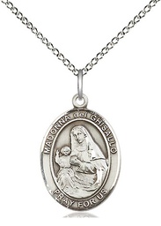 [8203SS/18SS] Sterling Silver Saint Madonna Del Ghisallo Pendant on a 18 inch Sterling Silver Light Curb chain