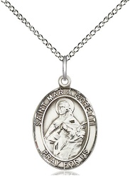 [8208SS/18SS] Sterling Silver Saint Maria Goretti Pendant on a 18 inch Sterling Silver Light Curb chain