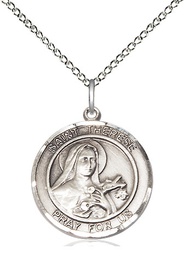 [8210RDSS/18SS] Sterling Silver Saint Therese of Lisieux Pendant on a 18 inch Sterling Silver Light Curb chain