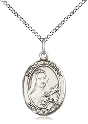 [8210SS/18SS] Sterling Silver Saint Therese of Lisieux Pendant on a 18 inch Sterling Silver Light Curb chain