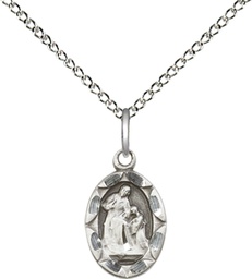 [0301ASS/18SS] Sterling Silver Saint Ann Pendant on a 18 inch Sterling Silver Light Curb chain