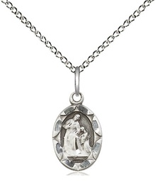 [0301ASS/18SS] Sterling Silver Saint Ann Pendant on a 18 inch Sterling Silver Light Curb chain