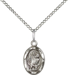 [0301CSS/18SS] Sterling Silver Saint Christopher Pendant on a 18 inch Sterling Silver Light Curb chain