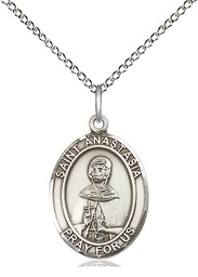 [8213SS/18SS] Sterling Silver Saint Anastasia Pendant on a 18 inch Sterling Silver Light Curb chain