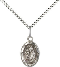 [0301DSS/18SS] Sterling Silver Saint Anthony Pendant on a 18 inch Sterling Silver Light Curb chain