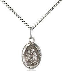 [0301DSS/18SS] Sterling Silver Saint Anthony Pendant on a 18 inch Sterling Silver Light Curb chain