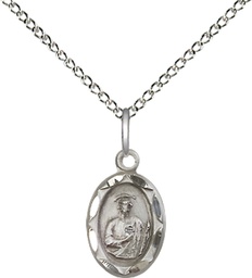 [0301JSS/18SS] Sterling Silver Saint Jude Pendant on a 18 inch Sterling Silver Light Curb chain