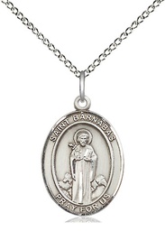 [8216SS/18SS] Sterling Silver Saint Barnabas Pendant on a 18 inch Sterling Silver Light Curb chain