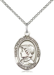 [8224SS/18SS] Sterling Silver Saint Elizabeth Ann Seton Pendant on a 18 inch Sterling Silver Light Curb chain