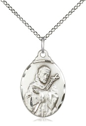 [0599FCSS/18SS] Sterling Silver Saint Francis Pendant on a 18 inch Sterling Silver Light Curb chain
