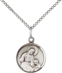 [0601ASS/18SS] Sterling Silver Saint Ann Pendant on a 18 inch Sterling Silver Light Curb chain