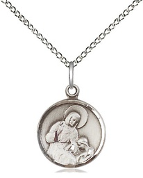 [0601ASS/18SS] Sterling Silver Saint Ann Pendant on a 18 inch Sterling Silver Light Curb chain