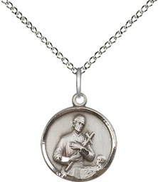 [0601GSS/18SS] Sterling Silver Saint Gerard Pendant on a 18 inch Sterling Silver Light Curb chain