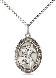 [8233SS/18SS] Sterling Silver Saint Bernard of Clairvaux Pendant on a 18 inch Sterling Silver Light Curb chain