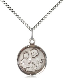 [0601KSS/18SS] Sterling Silver Saint Joseph Pendant on a 18 inch Sterling Silver Light Curb chain