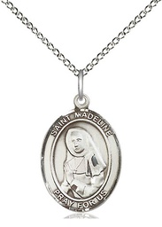 [8236SS/18SS] Sterling Silver Saint Madeline Sophie Barat Pendant on a 18 inch Sterling Silver Light Curb chain