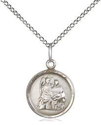 [0601RASS/18SS] Sterling Silver Saint Raphael Pendant on a 18 inch Sterling Silver Light Curb chain