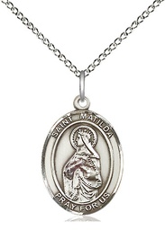 [8239SS/18SS] Sterling Silver Saint Matilda Pendant on a 18 inch Sterling Silver Light Curb chain