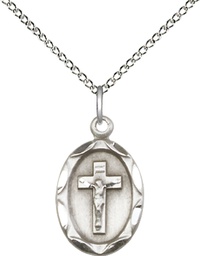 [0612CFSS/18SS] Sterling Silver Crucifix Pendant on a 18 inch Sterling Silver Light Curb chain