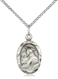 [0612DSS/18SS] Sterling Silver Saint Anthony of Padua Pendant on a 18 inch Sterling Silver Light Curb chain
