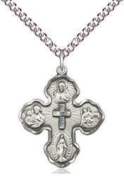 [2058SS/24SS] Sterling Silver 5-Way Pendant on a 24 inch Sterling Silver Heavy Curb chain
