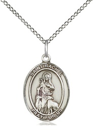 [8251SS/18SS] Sterling Silver Saint Rachel Pendant on a 18 inch Sterling Silver Light Curb chain